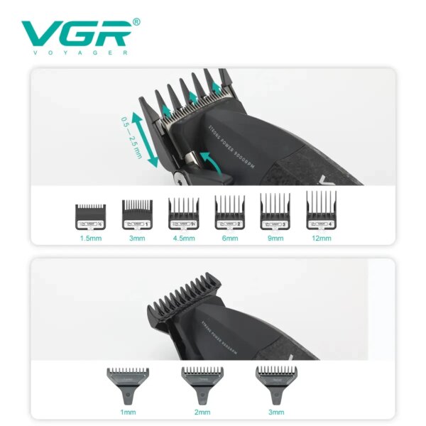 Набор для стрижки VGR 3 в 1 V-640 S3 BLACK, машинка для стрижки (clipper), триммер и электробритва (шейвер