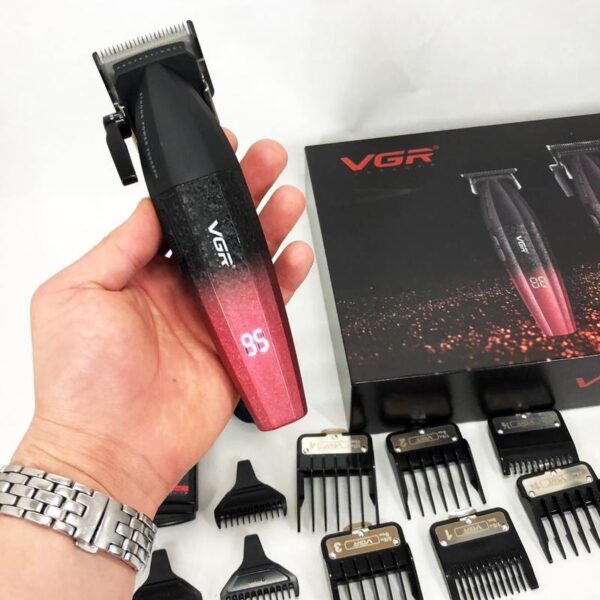 Профессиональный набор для стрижки волос 2 в 1 VGR V-640 S2 машинка для стрижки и триммер со сменными насадками Red