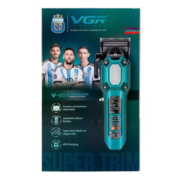 Машинка для стрижки (clipper) VGR V-600 Green, 6 насадок, регулятор высоты, LED display, 7000 RPM