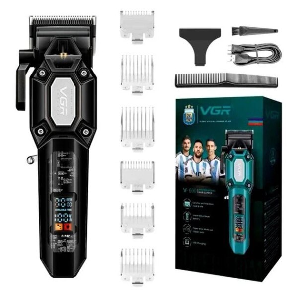 Машинка для стрижки (clipper) VGR V-600, 6 насадок, LED display, Black