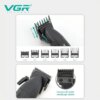 Аккумуляторная машинка для стрижки VGR V-640C BLACK, 6 насадок, LED дисплей, 9000RPM