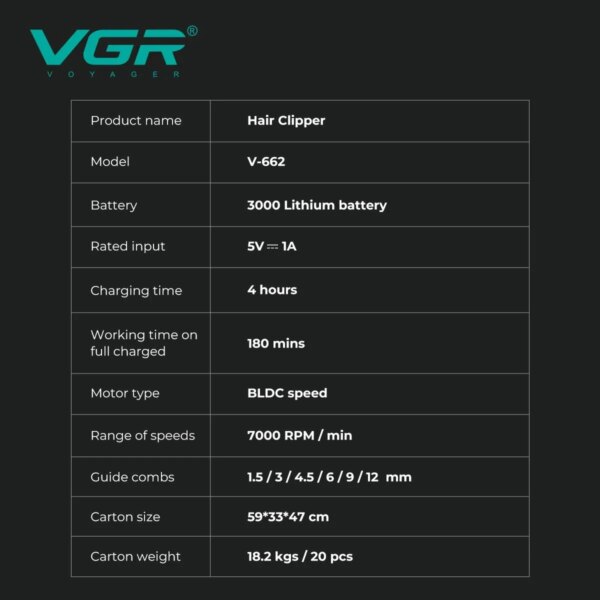 Аккумуляторная машинка для стрижки VGR V-662 GREEN