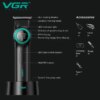 Триммер VGR V-977 BLACK, регулировка мощностей 6000 - 8000 PRM, 2500 mAh, 4 насадки, LED display