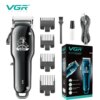 Машинка для стрижки (clipper) VGR V-679 BLACK, 4 насадки