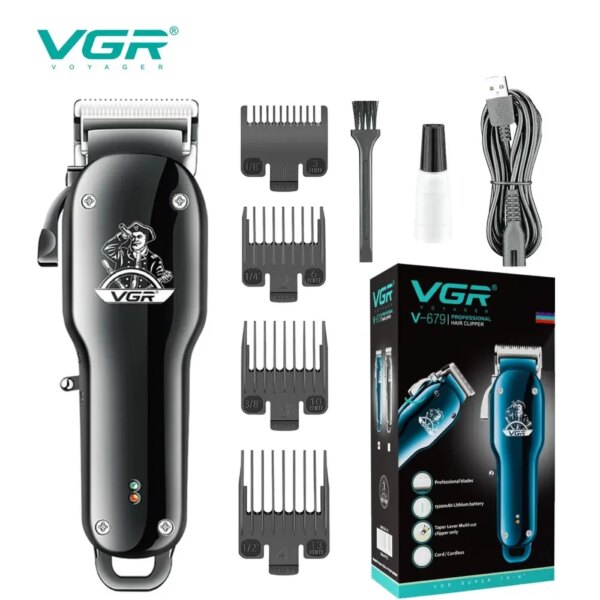 Машинка для стрижки (clipper) VGR V-679 BLACK, 4 насадки
