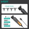 Тример VGR V-930 GREEN, 4 насадки, LED display