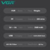 Аккумуляторная машинка для стрижки VGR V-003, 6 насадок, TURBO режим, керамическое лезвие, LED