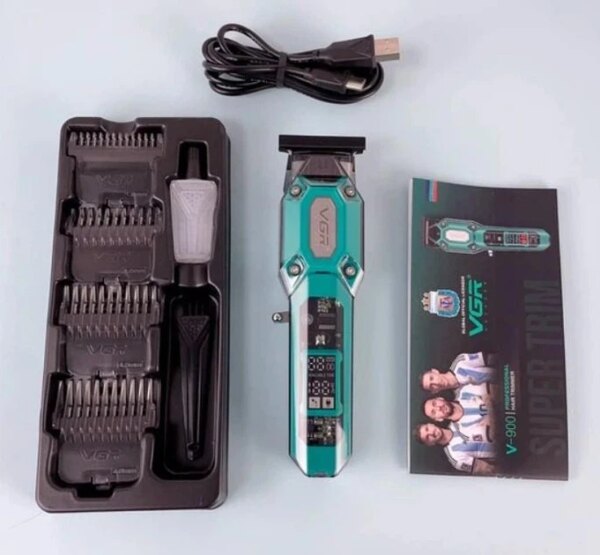 Аккумуляторная машинка для стрижки VGR V900 Green с набором насадок