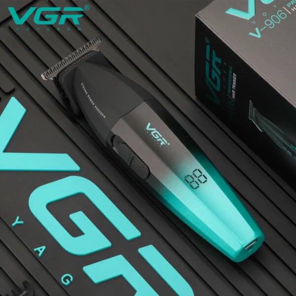 Триммер VGR V-906 GREEN, 3 насадки, керамическое лезвие, TURBO режим 9000 RPM, LED display