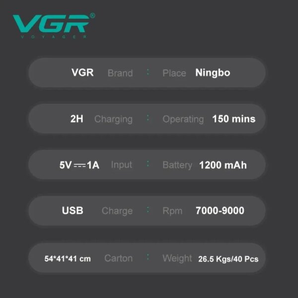 Бритва VGR V 640 S Black / Шейвер мужской профессиональный / Электробритва аккумуляторная черная