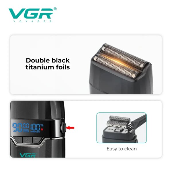 Электробритва VGR V-308, Green шейвер, двойное лезвие, 9000 RPM, LED Display