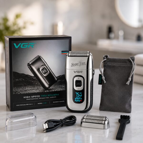 Бритва VGR V 332 Silver / Шейвер сеточный на USB / Электробритва с двойным лезвием и триммером