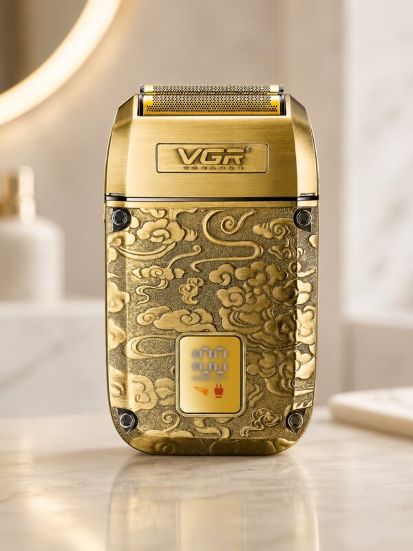 Бритва VGR V 336 Gold / Шейвер аккумуляторная с тройным лезвием / Электробритва 8500 об/мин