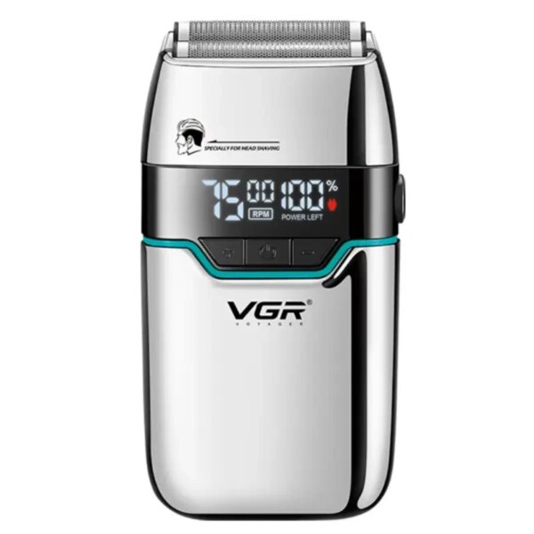 Электробритва VGR V-350 Silver шейвер двойное лезвие LED-дисплей влагозащита 2 насадки