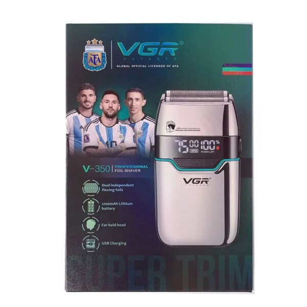 Электробритва VGR V-350 Silver шейвер двойное лезвие LED-дисплей влагозащита 2 насадки