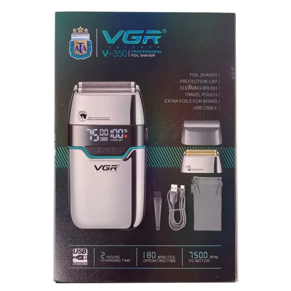 Электробритва VGR V-350 Silver шейвер двойное лезвие LED-дисплей влагозащита 2 насадки