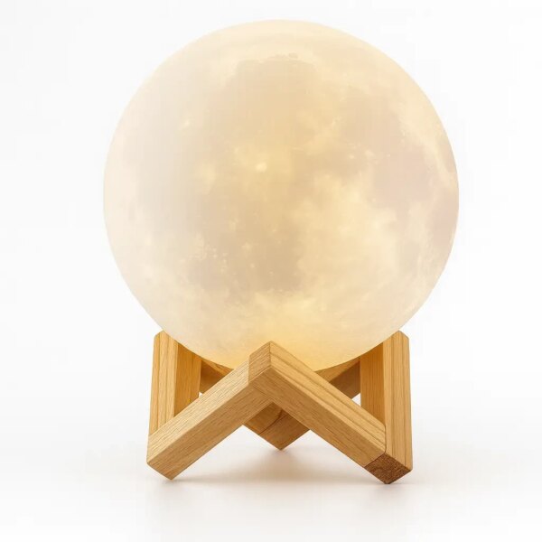 УЦЕНКА! Светильник-ночник 3D слой Луна Moon Lamp на деревянной подставке 15 см (Плохая упаковка 3696)