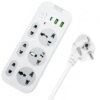 Сетевой фильтр удлинитель 2м, 2500Вт, 6×220В, 2хUSB, 1хType-C, WL-1, Белый / Сетевой удлинитель с выключателем