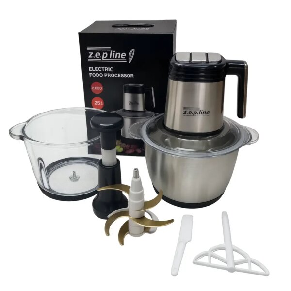 УЦЕНКА! Кухонный измельчитель Zepline ZP-00219 6-в-1, 3000 Вт, 2 чаши по 3,2 л, 3 скорости, ножи на 4 и 6 л (Плохая упаковка 3601)