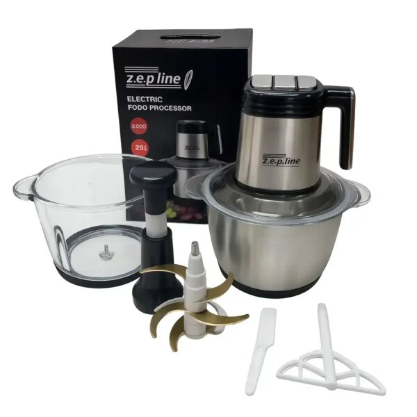 УЦЕНКА! Кухонный измельчитель Zepline ZP-00219 6-в-1, 3000 Вт, 2 чаши по 3,2 л, 3 скорости (Нет стеклянной колбы 3624)