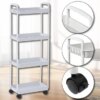 Этажерка на колесах 4 полки белая напольная Storage rack AN906