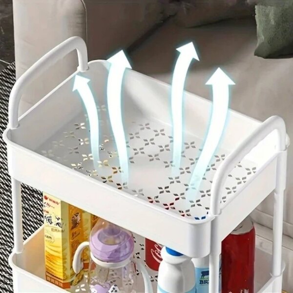 Этажерка на колесах 4 полки белая напольная Storage rack AN906