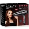 Фен для волос Sokany HS-3890, 2300 Вт, с ионизацией, диффузором и концентратором / Профессиональный фен для сушки и укладки волос
