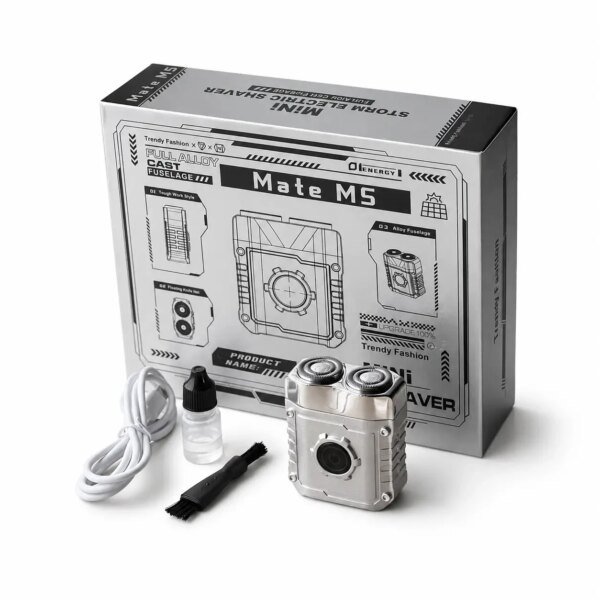 Мужская электробритва LY-1098 5 Вт, USB, Серебристая / Мини бритва для лица / Электрическая бритва / Портативная бритва