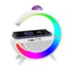 Настольная RGB лампа с колонкой, дискослой и беспроводной зарядкой, BT 3402, Белая / Умная лампа ночник / Смарт лампа