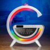 Настольная RGB лампа с колонкой, дискослой и беспроводной зарядкой, BT 3402, Белая / Умная лампа ночник / Смарт лампа