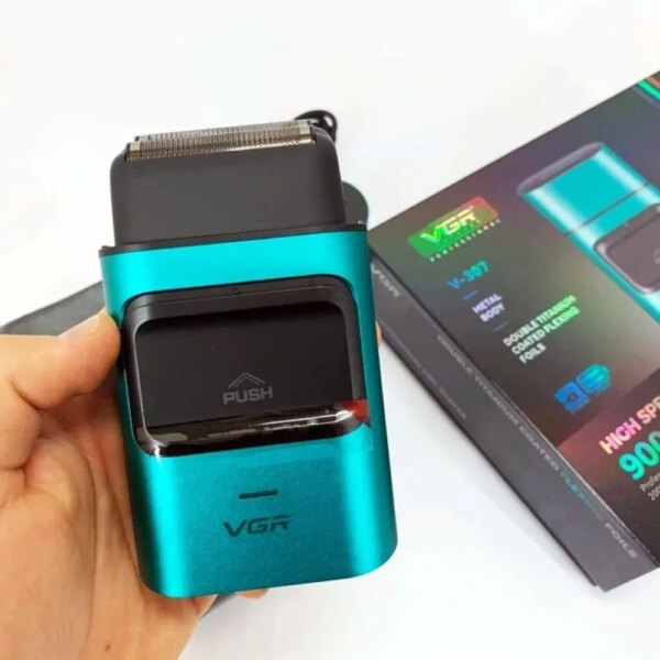Мужская электробритва шейвер с USB, VGR V-307, Бирюзовая / Аккумуляторная бритва / Триммер для лица