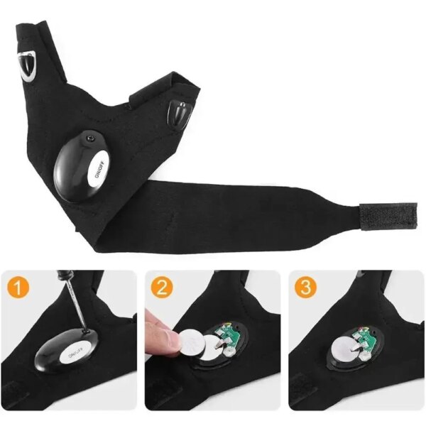 Перчатка со встроенным фонариком Glove Light, 1 шт, Черный / Перчатки с фонариком