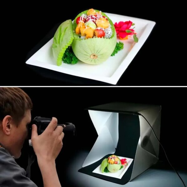 Фотобокс с подсветкой (22×21×21см), HA -151  от USB, Белый / Лайтбокс / Световой лайткуб