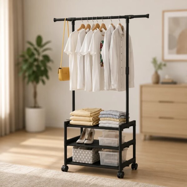 Вешалка напольная SINGLE-POLE SHOE RACK 107-2 с полками для обуви