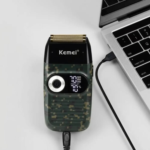 Электрическая беспроводная бритва для мужчин, USB-C, Kemei KM-2027, Пиксель / Мужская аккумуляторная электробритва / Шейвер