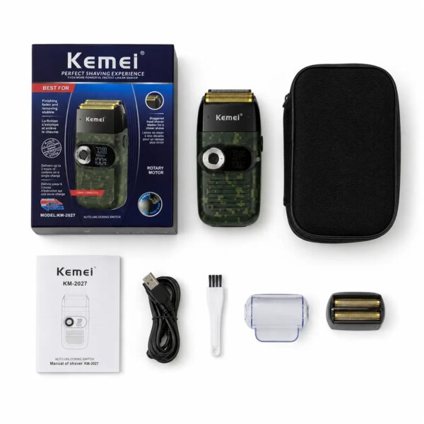 Электрическая беспроводная бритва для мужчин, USB-C, Kemei KM-2027, Пиксель / Мужская аккумуляторная электробритва / Шейвер