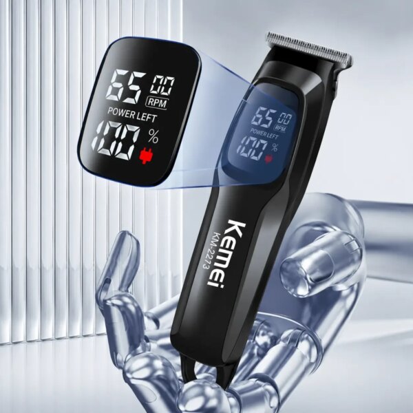 Машинка для стрижки, 3 насадки, USB-C, Kemei KM-2273, Черный / Аккумуляторная машинка для стрижки волос / Беспроводной триммер