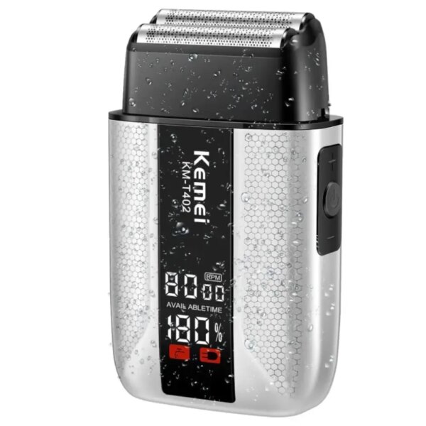 Беспроводная электробритва для мужчин, 1400мАч, от USB, Kemei T402, Серая / Бритва аккумуляторная / Электрическая бритва / Шейвер