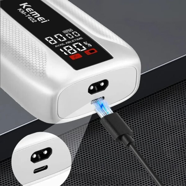 Беспроводная электробритва для мужчин, 1400мАч, от USB, Kemei T402, Серая / Бритва аккумуляторная / Электрическая бритва / Шейвер