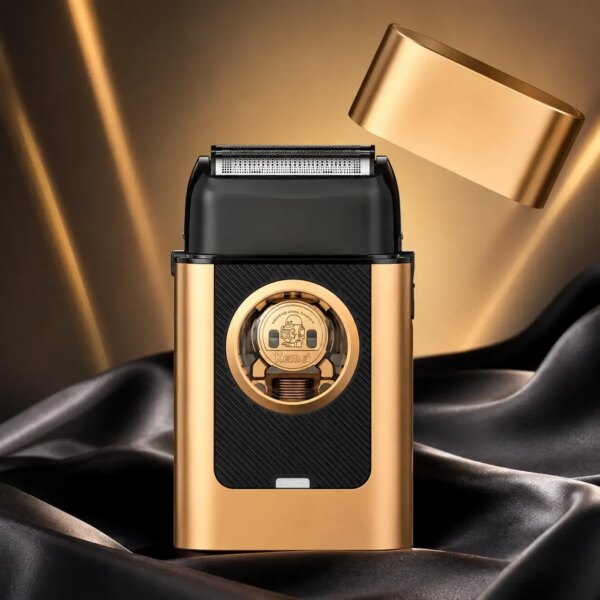 Беспроводная бритва для мужчин, USB-C, Kemei KM-T409, Золотистый / Аккумуляторная мужская электробритва для бритья / Шейвер