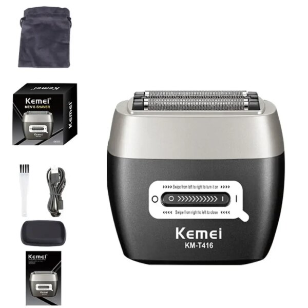 Беспроводная бритва для мужчин, USB-C, Kemei KM-T416, Черный / Аккумуляторная мужская электробритва для бритья / Шейвер
