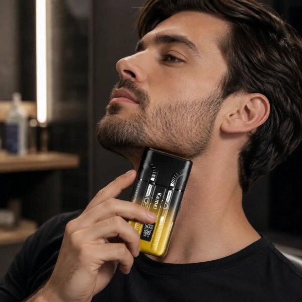 Беспроводная бритва для мужчин с UV-дезинфекцией, USB-C, Kemei KM-T418, Градиент / Шейвер / Аккумуляторная мужская электробритва