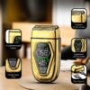 Электробритва мужская Kemei KM-T360 с двумя плавающими сеточными головками, 3 скоростями и LCD-дисплеем, корпус из цинкового сплав
