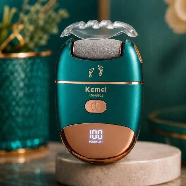 Электрическая терка для пяток, USB, Kemei KM-6865, Зеленая / Электрическая пила для ног / Электропемза от натоптышей, для педикюра