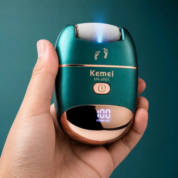 Электрическая терка для пяток, USB, Kemei KM-6865, Зеленая / Электрическая пила для ног / Электропемза от натоптышей, для педикюра