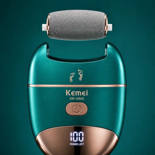 Электрическая терка для пяток, USB, Kemei KM-6865, Зеленая / Электрическая пила для ног / Электропемза от натоптышей, для педикюра