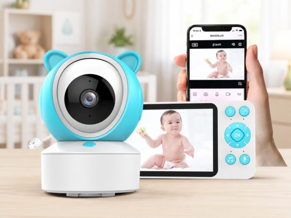 Видеоняня C8 WiFi с экраном 5 дюймов / Видеоняня управления со смартфона, датчик звука, движения, ночное видение