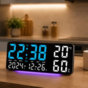Часы настенные GH9002 / Цифровые настенные, настольные LED-часы / Часы + календарь, температура, влажность