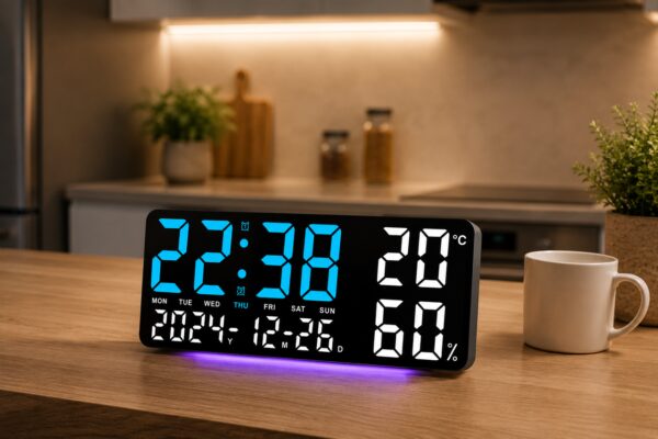 Часы настенные GH9002 / Цифровые настенные, настольные LED-часы / Часы + календарь, температура, влажность