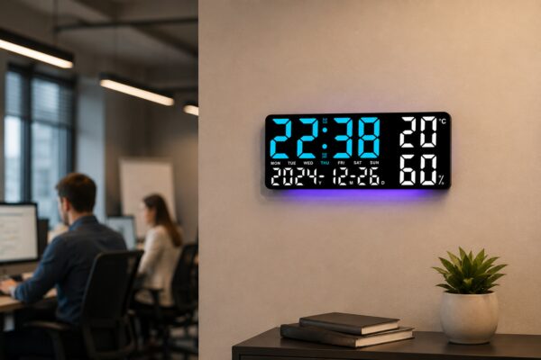 Часы настенные GH9002 / Цифровые настенные, настольные LED-часы / Часы + календарь, температура, влажность